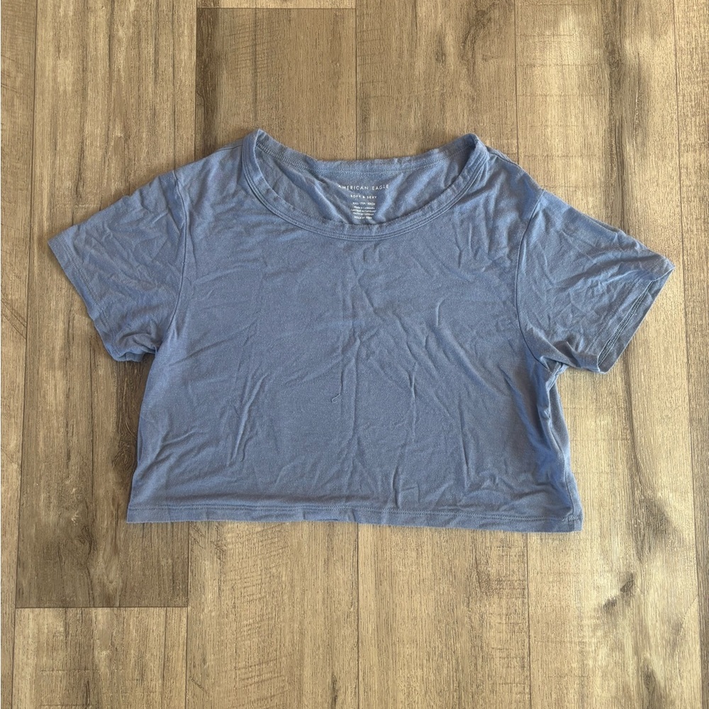 Blue American Eagle Crop Top